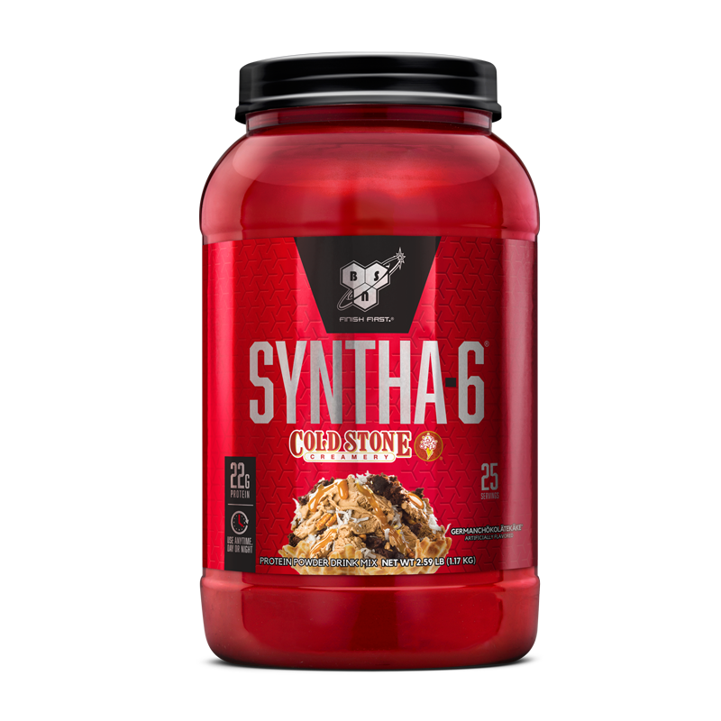 BSN Syntha-6 protein powder, 2.91 lb container, Cold Stone Creamery flavor.